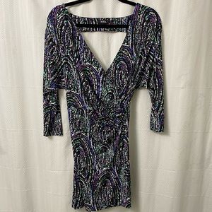 XOXO Multi-colored V-neck Dress with Open Back